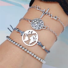 Nova Femme Moda de Prata Elegante Bangle 4 pçs/set Forma Ligação Trendy Cadeia Aberta Pulseiras Atacado Para As Mulheres 2019 de Presente Da Jóia 2024 - compre barato