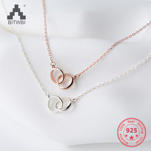 S925 Sterling Silver Simple Mix Personality Rose Gold  Adjustable Round Pendants Necklace 2024 - buy cheap