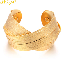 Ethlyn Unique  African Luxury Big Chunky Bangle , Dubai Style Women Gold Color Jewelry Wedding Bracelets Anniversary Gift  B180 2024 - buy cheap