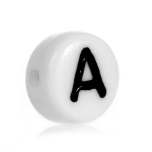 DoreenBeads 7mm Acrylic Spacer Beads Round White Alphabet/ Letter "A" Loose Spacer Beads DIY Bracelets Necklace Jewelry, 500PCs 2024 - buy cheap