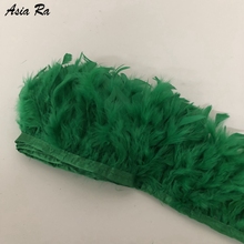 10 Meters Deep Green turkey feather trims 10-15cm for Barbie dress wedding carnival decorations feather lace ribbons fringes boa 2024 - buy cheap