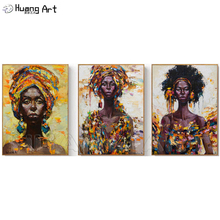 African Woman Portrait Oil Painting on Canvas Scandinavian Figure Art Wall Picture for Living Room Knife Abstract Face Painting 2024 - buy cheap