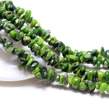 Contas de pedra verde corante coral natural 5-8mm, colar irregular em forma de cascalho com 5-8mm para fazer joias, cordão de 34 polegadas 2024 - compre barato