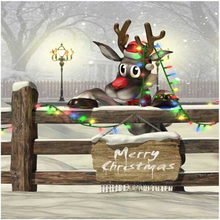Merry Christmas Photo Backdrop Printed Wooden Fence Cartoon Elk Colorful Light Falling Snowflakes Winter Snow Scenic Backgrounds 2024 - buy cheap