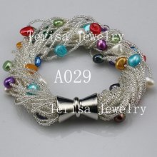 Perlas naturales de agua dulce A029, grado AAA, tamaño: 6-7mm, cadena, Color mixto, pulsera Vogue, 1 unidad/lote 2024 - compra barato
