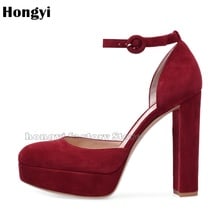 Fashion Red Suede Leather Round Toe Platform Pumps Women Shoes High Heels 2024 - buy cheap