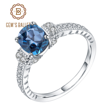 GEM'S BALLET-Anillo de plata de primera ley y Topacio azul para mujer, sortija de compromiso, plata esterlina 925, Gema Natural, Londres, 1,57 quilates 2024 - compra barato