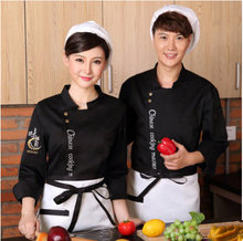 Uniforme de trabalho de manga longa preto, roupa de trabalho para cozinhar em hotel, restaurante, churrasco, cozinha, alta qualidade, serviço de comida 2024 - compre barato