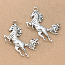2pcs Antique Silver Plated Horse Charms Pendants Jewelry Making Bracelet Jewelry Findings Handmade 42x44mm 2024 - buy cheap