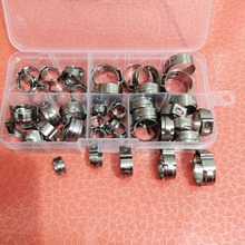 Free shipping Pipe Clamp High Quality50 PCS Stainless Steel 304 Single Ear Hose Clamps Assortment Kit Single with box 2024 - buy cheap