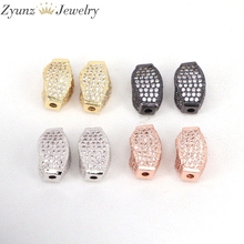 10PCS ZYZ312-2748 DIY Jewelry Spacer Beads Gold/Rose Gold/Black/Silver color High Quality Micro Pave White CZ Metal Beads 2024 - buy cheap