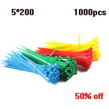 200mm Self-locking Nylon Cable Ties 5mm width 1000pcs Self-Locking Plastic Nylon Wire Zip Ties Cable Tie accessories Seven Color 2024 - buy cheap