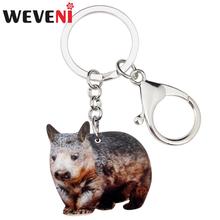 WEVENI Original Acrylic Cute Fat Wombat KeyChain Keyrings Unique Design Jewelry For Women Girls Teens Lovers Charms Lots Gift 2024 - buy cheap