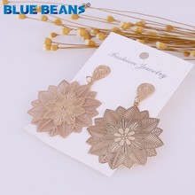 metal Hollow print earrings For Women bohemian fashion Geometric gold Big long Dangle Drop Earing Bijouterie statement Jewelry 2024 - buy cheap