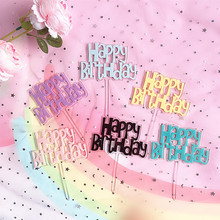 New Happy Birthday Acrylic Cake Topper Candy Color Double Layer Cupcake Topper For Birthday Party Cake Decorations Baby Shower 2024 - buy cheap