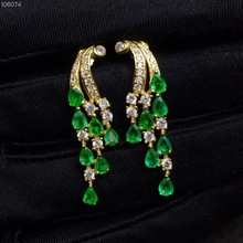 2019 new Solid 925 Sterling Silver Green Emerald Jewelry for Women Wedding Drop Earrings 2024 - buy cheap