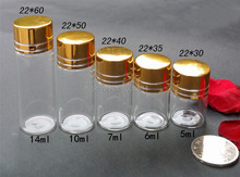 Atacado 10 peças 7ml frascos de vidro pequenos vazios transparentes com tampas de parafuso dourado 22*40mm 2024 - compre barato