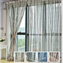 2pcs 150cm or 200cm Multicolors Popular Stripe Chenille Tulle Curtain,Window Sheer Panel For Living Room,Bedroom Blinds 2024 - buy cheap