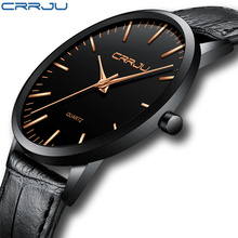 CRRJU-Reloj de pulsera ultradelgado para hombre, cronógrafo de cuero, sencillo, de lujo 2024 - compra barato