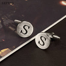 Lepton Letters S of an alphabet Cufflinks For Mens Antique Silver plated Round Letters S cuff links Men shirt cuffs Cufflinks 2024 - buy cheap