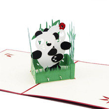 Tarjeta de felicitación 3D Pop-Up, símbolo de Panda hecho a mano, tarjeta de cumpleaños de la amistad de la paz, regalo postal de cumpleaños 2024 - compra barato