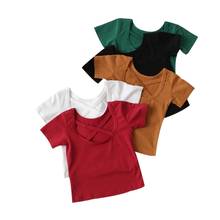 X Cross Back Design Baby Girls T-shirts All-match Children Summer Tops Tee Solid Color Girl T Shirt Cotton Blouse Kids Clothes 2024 - buy cheap