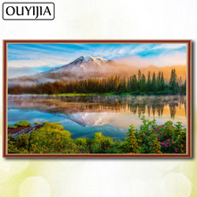 Ouyijia 5d faça você mesmo pintura de diamante cenário quadrado completo bordado de montanha para venda imagem de mosaico com diamante da natureza de strass 2024 - compre barato