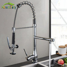 Hownifety Chrome Spring Kitchen Faucet Hot and Cold Mixer Crane Deck Mounted Rotation Sink Tap 2024 - buy cheap