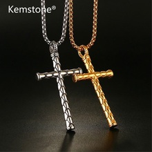 Kemstone Stainless Steel Dragon Scale Cross Pendant Necklace for Men 2024 - buy cheap