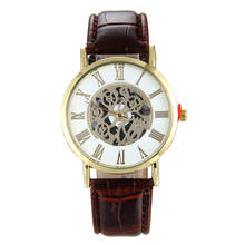 Timezone#301 Fashion Luxury Leather Hollow Dial Analog Rome Digital Quartz Wrist Watch   2024 - buy cheap