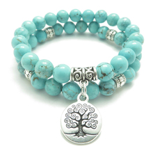 SN0643 Tree of Life Jewelry Yoga Mala Bracelet Tuquoise Healing Protection Elastic Beaded Stacking Bracelet Spiritual Jewelry 2024 - buy cheap