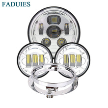 FADUIES 7 inch Motorcycle LED Headlight  with 4.5 inch Passing Fog Light Bucket Bracket For Harley-  Road King 2024 - buy cheap