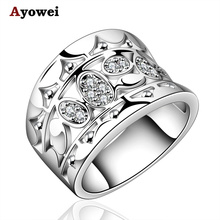 Ayowei presente de casamento personalizado, anel prata cristal branco com zircônia, joias da moda jr216 6a 2024 - compre barato