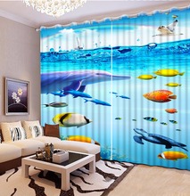 Photo 3D ocean world Curtains Children Room Curtain Bedroom Window Decoration For Hotel Bedroom Drapes Cotinas Para Sale 2024 - buy cheap