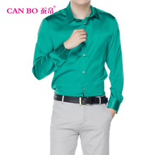Camisa de seda de manga larga para hombre, camisa de negocios de alta gama, reparación de seda 92%, tamaño grande, Color puro, 19 m/m, 6XL 2024 - compra barato