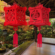 Behogar 21x50cm 3D Hollow-out Non-woven Red Lantern Hanging Decoration Ornament for Home Festival Decoration Supplies 2024 - buy cheap