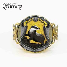 New Trendy Fashion Hufflepuff House Crest Rowena Ravenclaw Ring Hp Jewelry Gifts Glass Cabochon Rings adjustable steel bronze 2024 - buy cheap