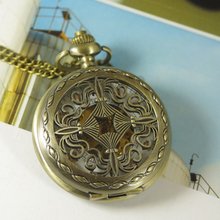 2015 Free shipping hot sale wholesale ladies mens New Antique Mechanical Pocket Watch Necklace bronze Spider Web flower wp283 2024 - buy cheap