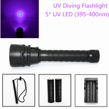 25W Ultraviolet Lantern 5000LM 5 x UV LED Purple Light Underwater 100M Diving Flashlight Aluminum Torch (395-400nm) for Hunting 2024 - buy cheap