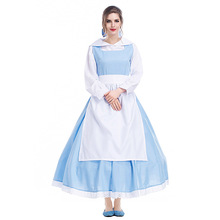 Синее платье, костюм Белль, Красавица и чудовище, для взрослых, принцесса, Южное платье, Хэллоуин, нарядное платье, костюм 2024 - купить недорого