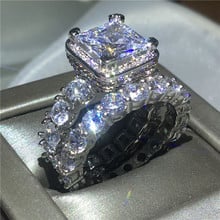 Vintage Engagement Wedding Band Rings set for women men AAAAA zircon cz White Gold Filled 925 silver ring Bridal Jewelry Gift 2024 - buy cheap