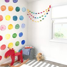 Largerainbow adesivo de parede pvc colorido, pontos aquarela, decalque de parede, decoração de quarto de criança, mural de decoração de casa, bebê 2024 - compre barato