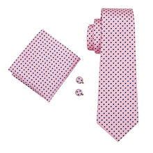 LS-1482 Barry. wang Clássico Gravata dos homens 100% De Seda Rosa Polka Dot Gravata Lenço Abotoaduras Set Para Festa de Casamento dos homens de Negócios 2024 - compre barato