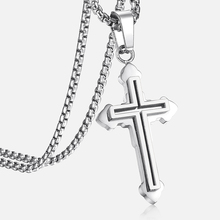Double Layer Cross Pendant Necklace for Men Women Gold Silver Color Steel Pendant Necklace Religious Male Jewelry Gifts HKPM145 2024 - buy cheap