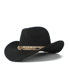 Women Men Wool Hollow Western Cowboy Hat Roll-up Brim Lady Outblack Sombrero Hombre Jazz Cap Size 56-58 2024 - buy cheap