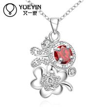 New style silver plated Crystal pendant necklace for women jewelry inlaid stone red blue orange stone 2024 - buy cheap