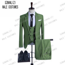 2019 Shiny Mint Green Men Suits Stylish Style Formal Wedding Prom Suit for Men Groom Tuxedos 3 Pieces Best Man Blazer Costumes 2024 - buy cheap