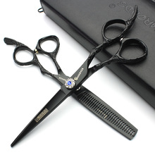 New Products 6 inch high quality black professional hair salon rose handle hair scissors hairdresser special scissors 2024 - купить недорого