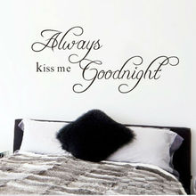 Always Kiss Me Goodnight Quotes Wall Stickers Decal Home and Living Bedroom Decoration Diy Letters Mural Art Pvc Poster 2024 - buy cheap