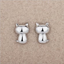 Trendy Silver Plated Earrings For Women Party Accessories Top Quality Stud Earrings Jewelry Girl Cute Cat Bijou 2024 - buy cheap